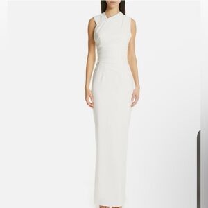 Rachel Gilbert White Sleeveless Maxi Gown